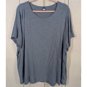 Old Navy Size 2X Blue Rayon Casual Short Sleeve Womens Flowy‎ Top